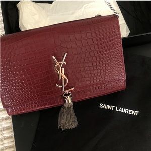 DO NOT BUY. YSL Saint Laurent Kate Tassel Bag in Burgundy. Crocodile leather.